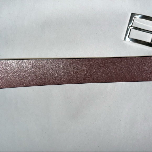 Men’s black genuine leather silver work career buckle belt. Size medium - Picture 4 of 14